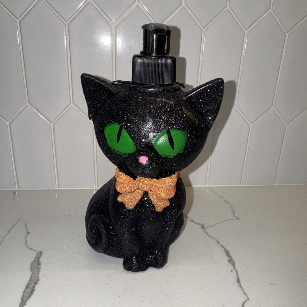Vtg Pier 1 Black Cat Halloween Soap Dispenser